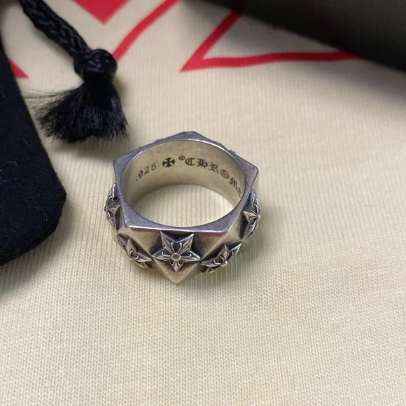 Chrome Hearts Pentagram Design Silver Ring Men - Picture 4 of 6